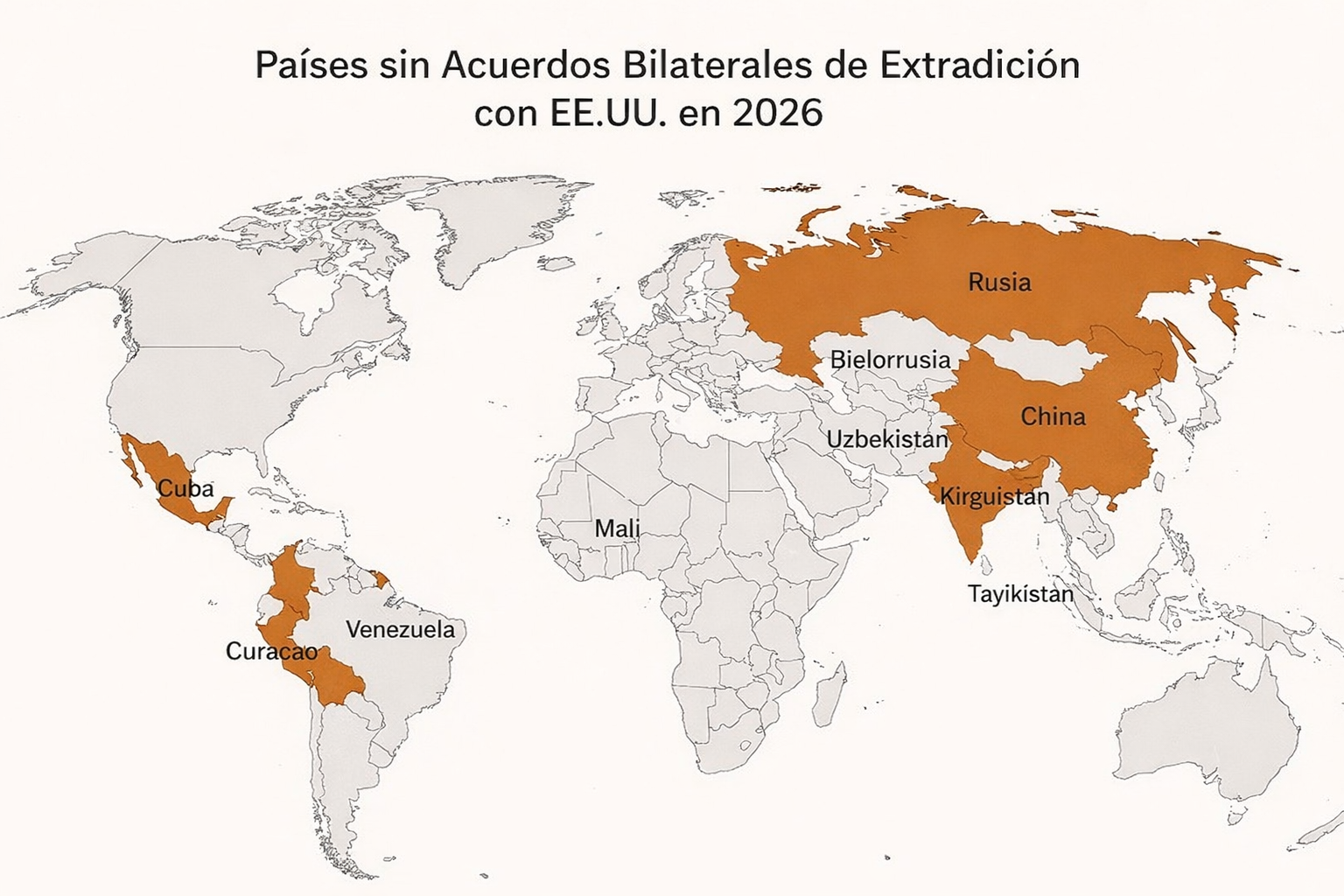 Países sin extradición a EE.UU. en 2026